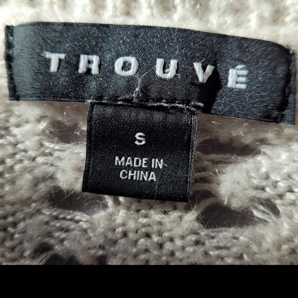 Trouve (Nordstrom) Womens SZ. Sm. Open knit Ivory Sweater Linen/Angora Blend - Picture 2 of 9